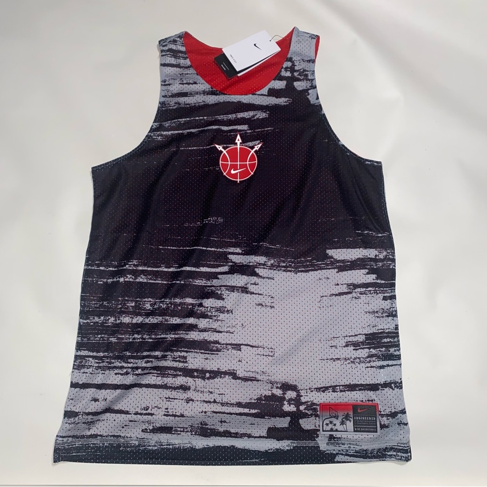 Nike Dri-Fit Men Small Mesh Reversible Basketball Jersey Black /Red DV9606-010